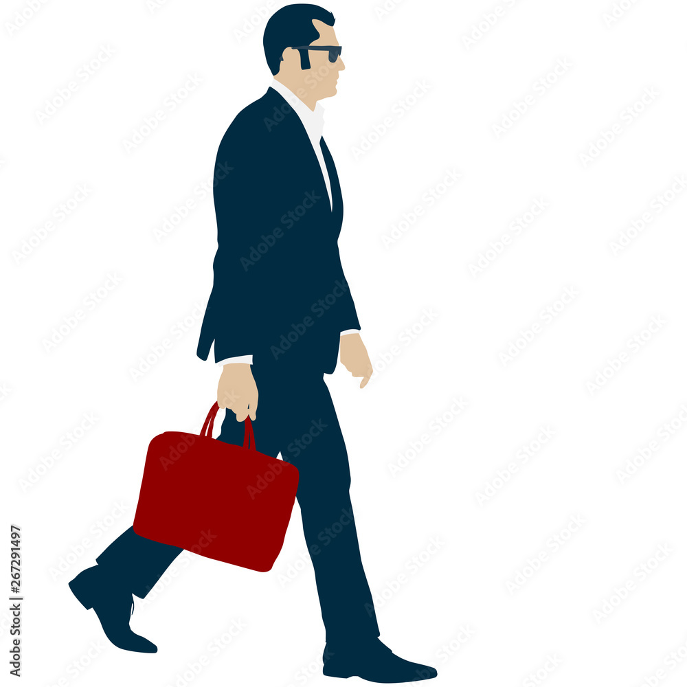 Silhouette businessman man in suit with tie with a briefcase on a white background Silhouette businessman man in suit with tie with a briefcase on a white background