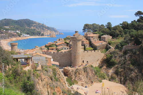 Tossa de Mar, a charming historic town constructed around a magnificent ancient castle, located in the Spanish region of Catalonia on the Costa Brava