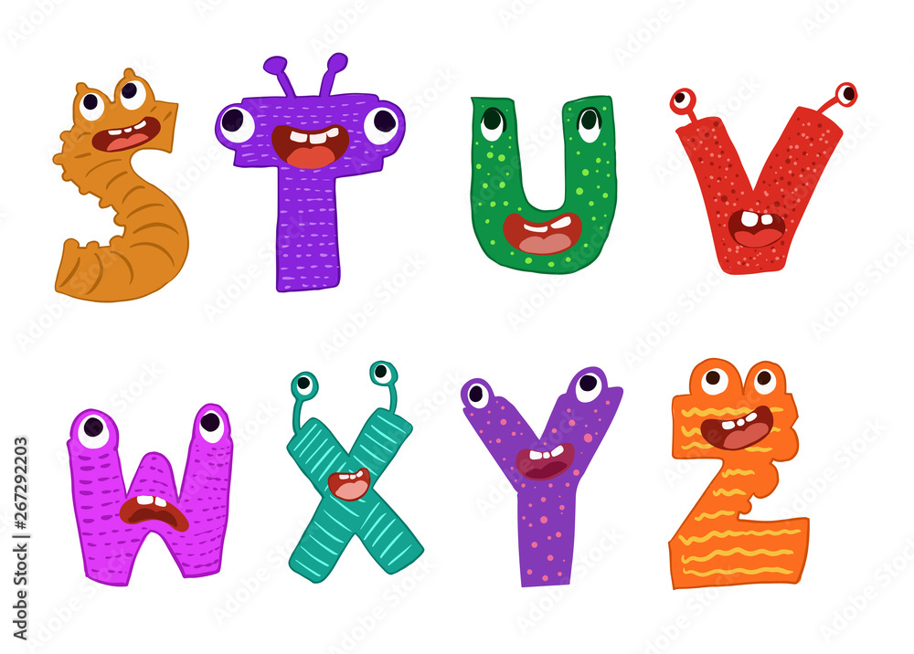 Cute monster letter typographic funny vector design Cute monster letter typographic funny vector design