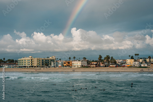 Rainbow over the beach in Imperial Beach, near San Diego, California