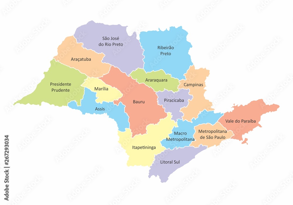 Obraz premium Sao Paulo state regions map