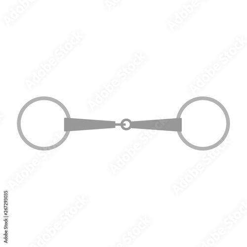 vector flat cartoon gray horse equestrian bridle snaffle bit isolated on white