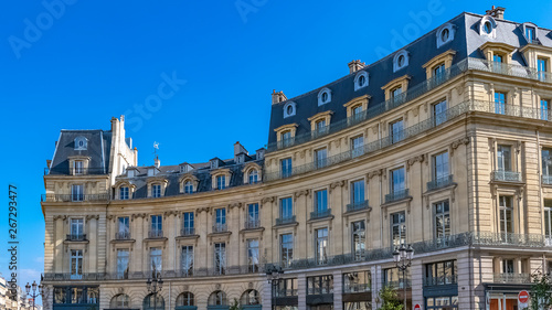  Paris, the place des Victoires, typical parisian facades and windows 