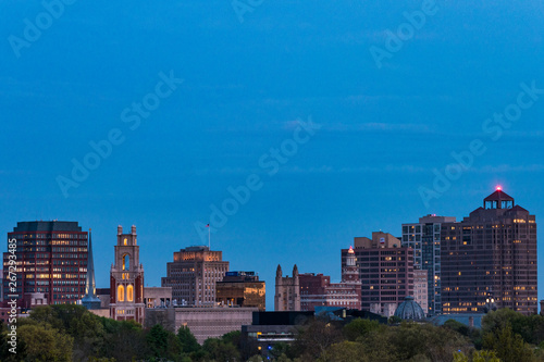 New Haven, Connecticut, USA The city skyline and Yale University.