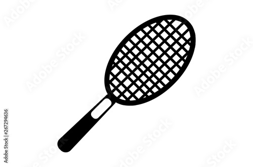 simple tennis racket icon isolated on white background