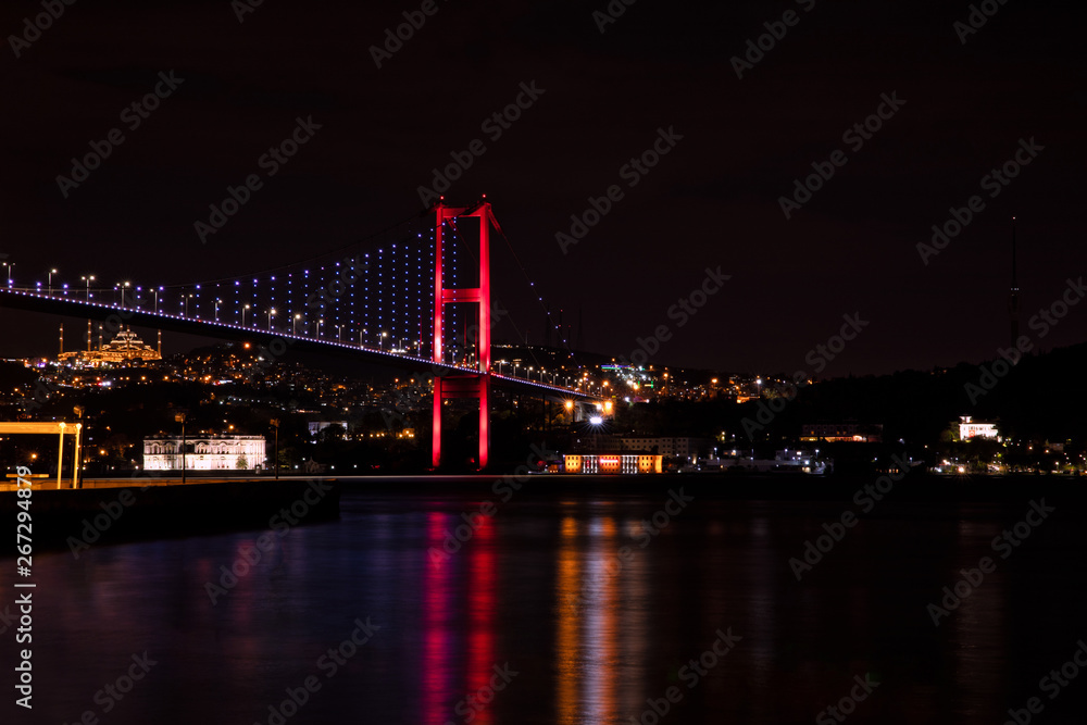 View of the Bosphorus bridge and Istanbul City of Turkey at night View of the Bosphorus bridge and Istanbul City of Turkey at night