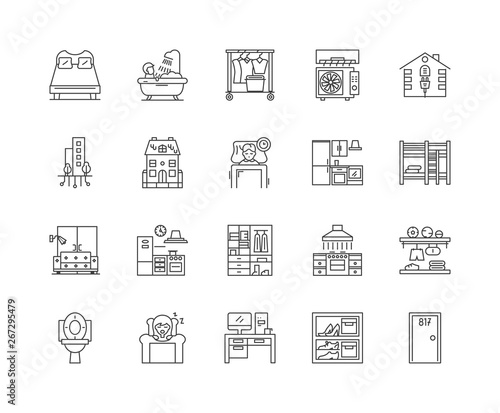 Accomodation line icons, linear signs, vector set, outline concept illustration