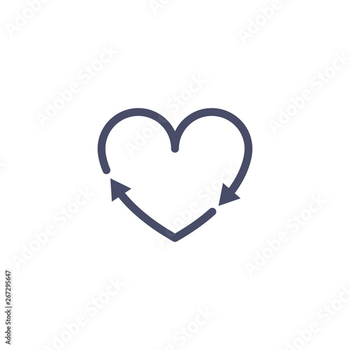 Recycle heart arrow sign. Recycle love icon vector. Heart shape cycle earth enviromental background concept