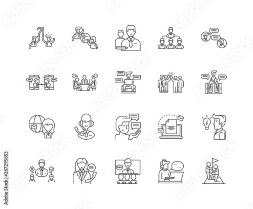 Advisory services line icons, linear signs, vector set, outline concept illustration
