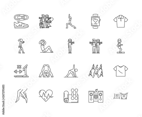 Aerobics line icons, linear signs, vector set, outline concept illustration