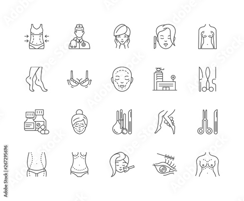 Aesthetic medicine line icons, linear signs, vector set, outline concept illustration