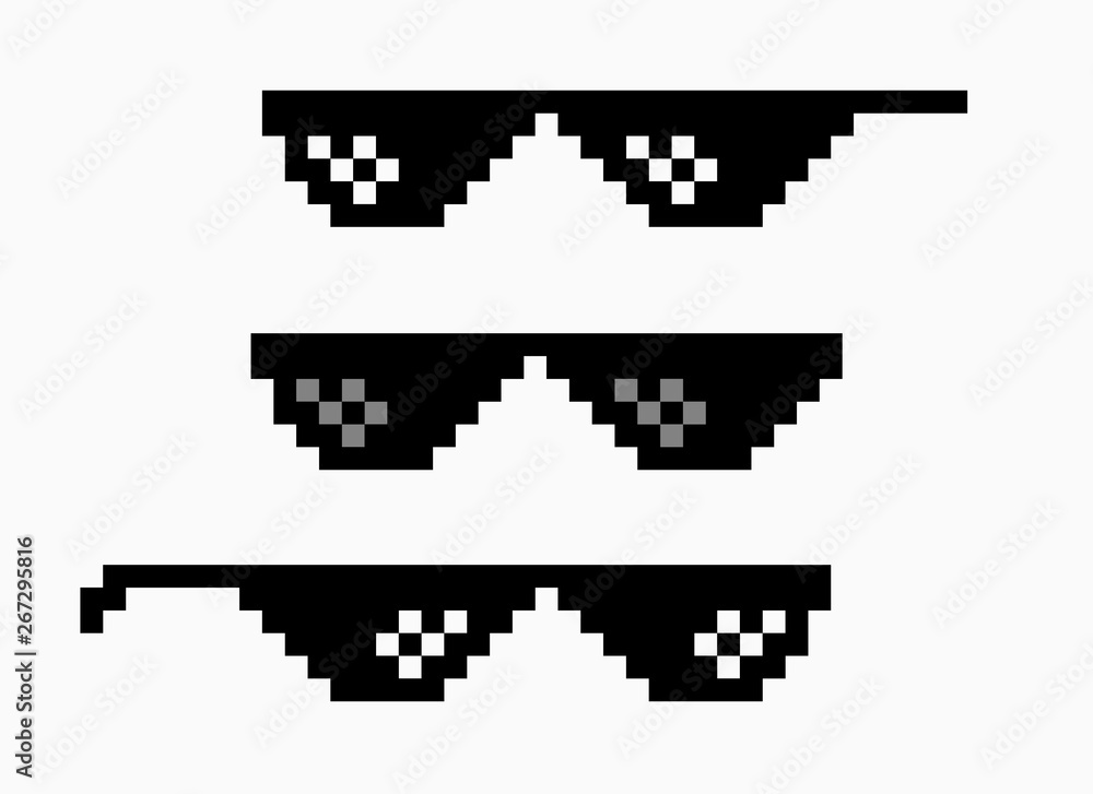 Thug life meme pixel glasses icon. Sunglasses hip hop joke icon prank thug  life Stock Vector | Adobe Stock