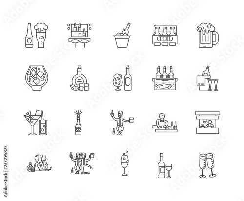 Alcohol line icons, linear signs, vector set, outline concept illustration