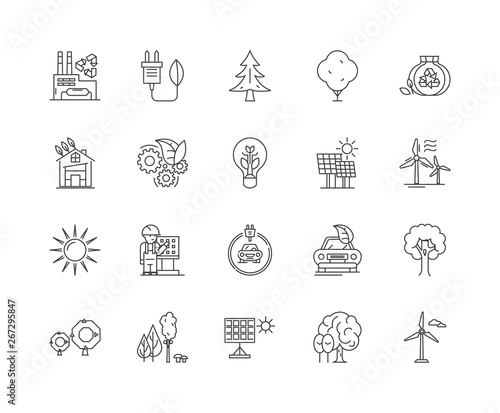 Alternative energy line icons, linear signs, vector set, outline concept illustration