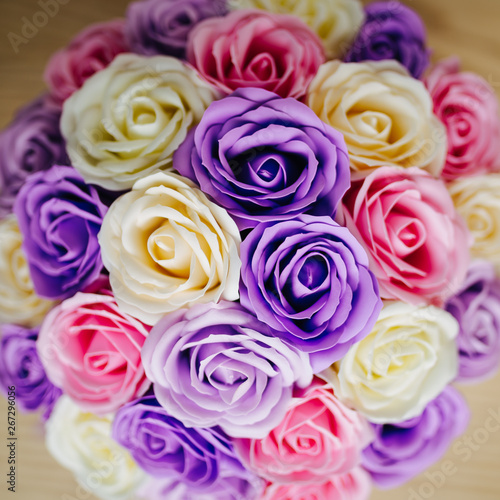 Bouquets of soap  roses of different colors