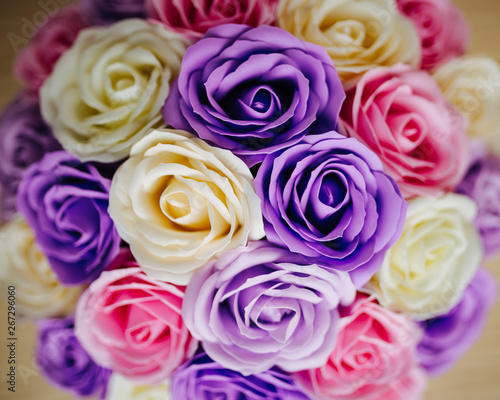 Bouquets of soap  roses of different colors
