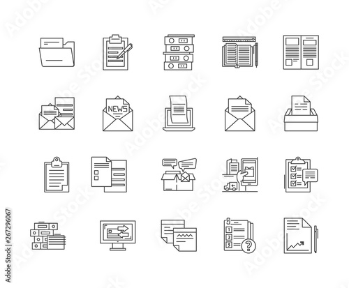 Archive line icons, linear signs, vector set, outline concept illustration