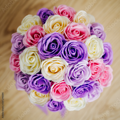 Fototapeta Naklejka Na Ścianę i Meble -  Bouquets of soap, roses of different colors