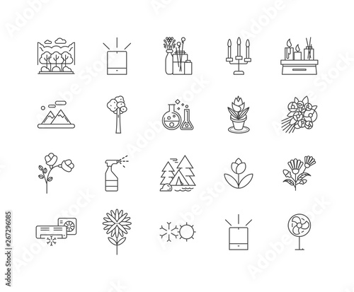 Aromatheraphy line icons, linear signs, vector set, outline concept illustration