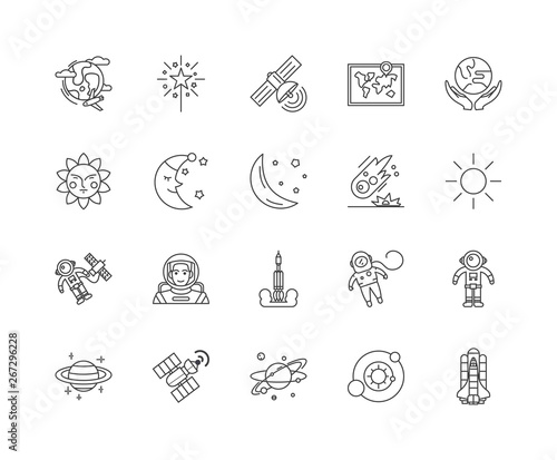 Slika na platnu Astronomy line icons, linear signs, vector set, outline concept illustration
