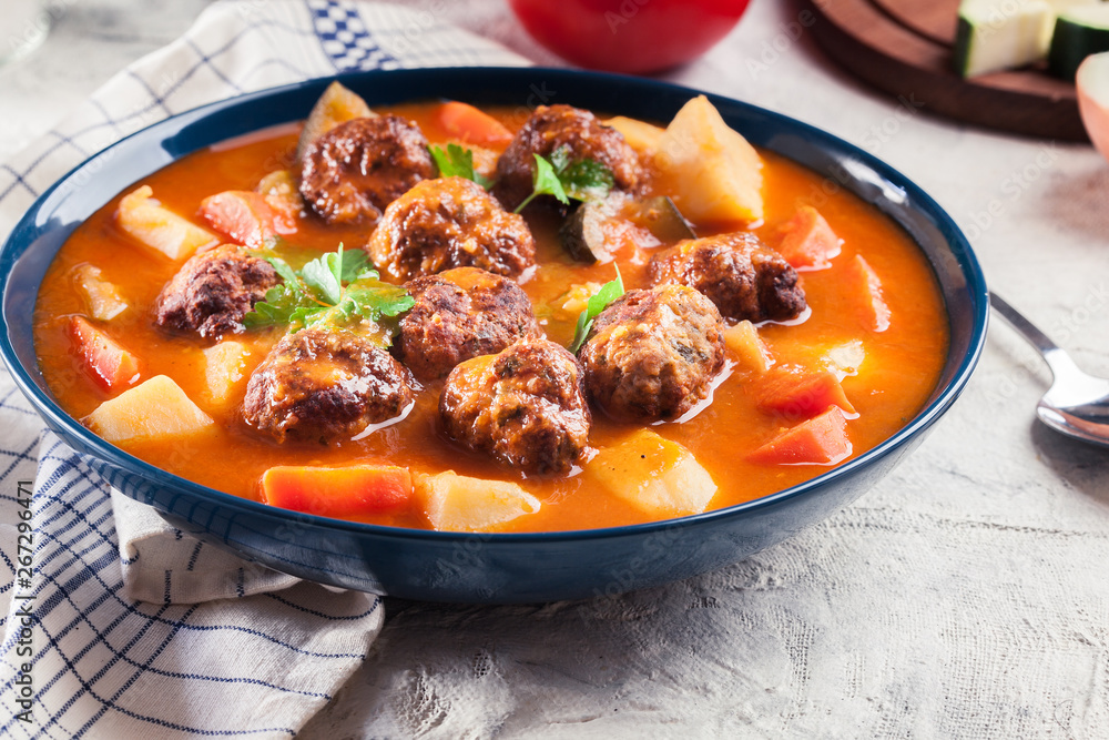 Albondigas - tomato soup with meatballs Albondigas - tomato soup with meatballs