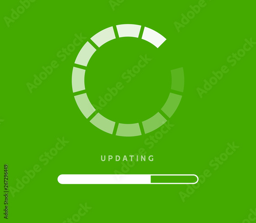 System software update or upgrade. Application loading process symbol web screen. Vector computer technology