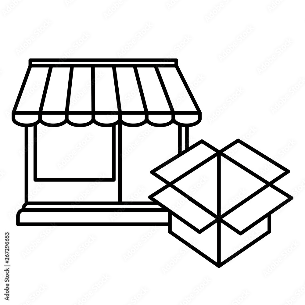 store facade building with carton box store facade building with carton box
