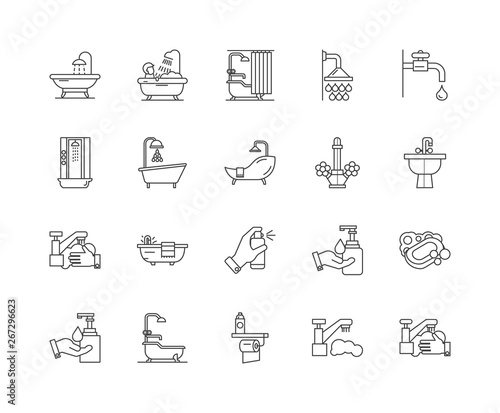 Bath line icons, linear signs, vector set, outline concept illustration