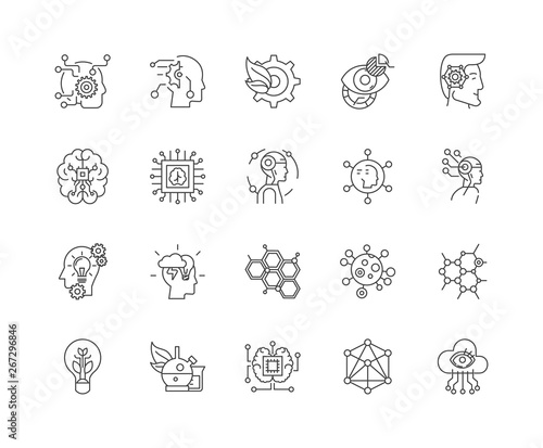 Bioengineering line icons, linear signs, vector set, outline concept illustration