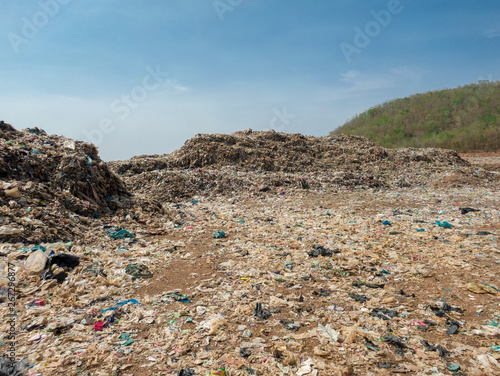 city dump, A ton of garbage heap on the landfill.