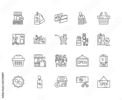 Black friday line icons, linear signs, vector set, outline concept illustration