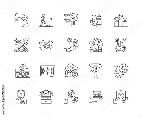Bookmakers line icons, linear signs, vector set, outline concept illustration