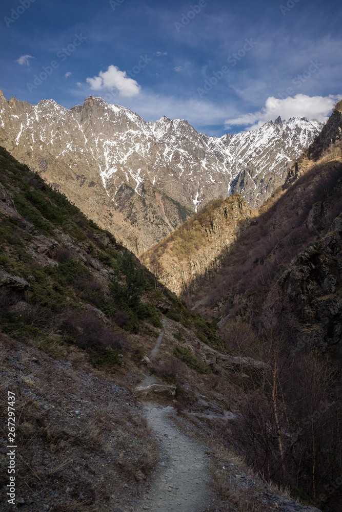mountain panorama in kazbegi national park