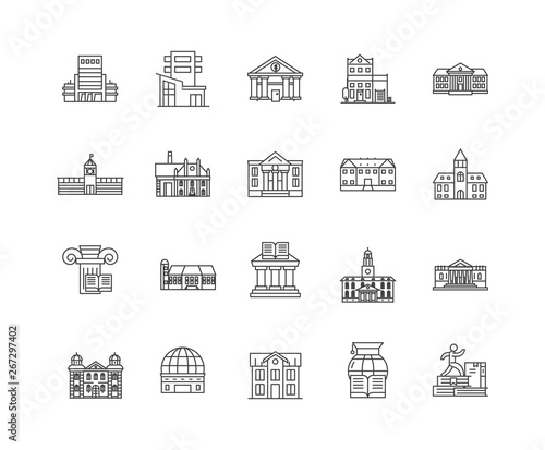 Business credit institution line icons, linear signs, vector set, outline concept illustration