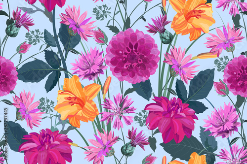 Fototapeta Naklejka Na Ścianę i Meble -  Art floral vector seamless pattern.