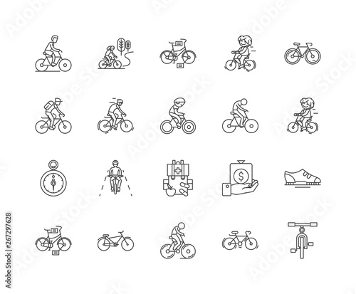 Bycicle line icons, linear signs, vector set, outline concept illustration