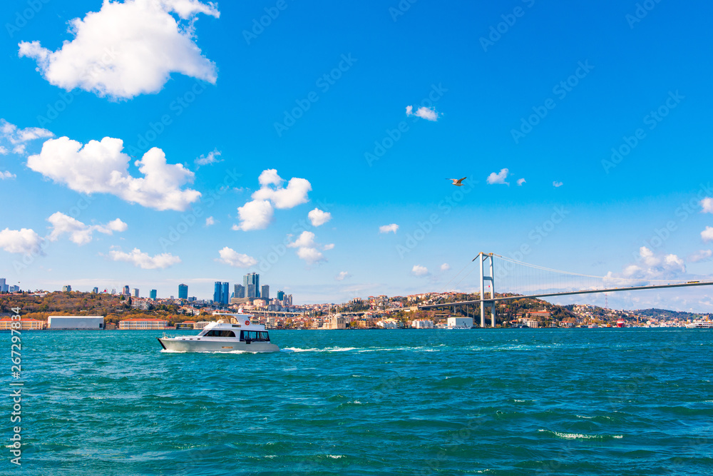 View of the Bosphorus bridge and Istanbul City of Turkey 