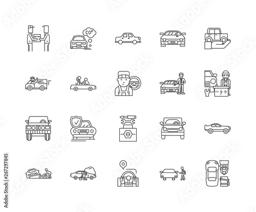 Car resale line icons, linear signs, vector set, outline concept illustration
