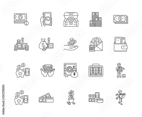 Cash and carry line icons, linear signs, vector set, outline concept illustration