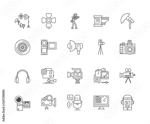 Cctv & videoequipment line icons, linear signs, vector set, outline concept illustration