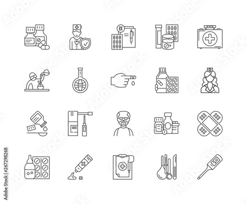 Chemist line icons, linear signs, vector set, outline concept illustration