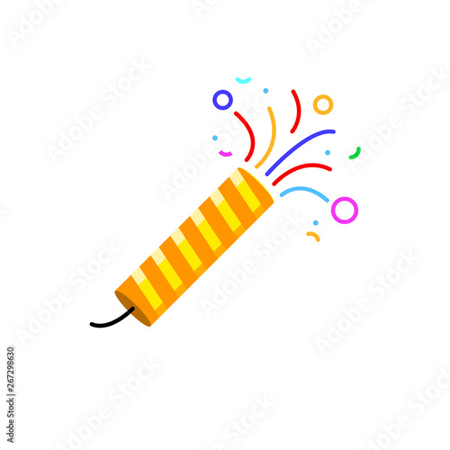 Firecracker icon vector party. Birthday surprise flat logo popper, firework confetti petard event festival
