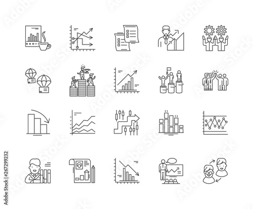 Competitive analysis line icons, linear signs, vector set, outline concept illustration