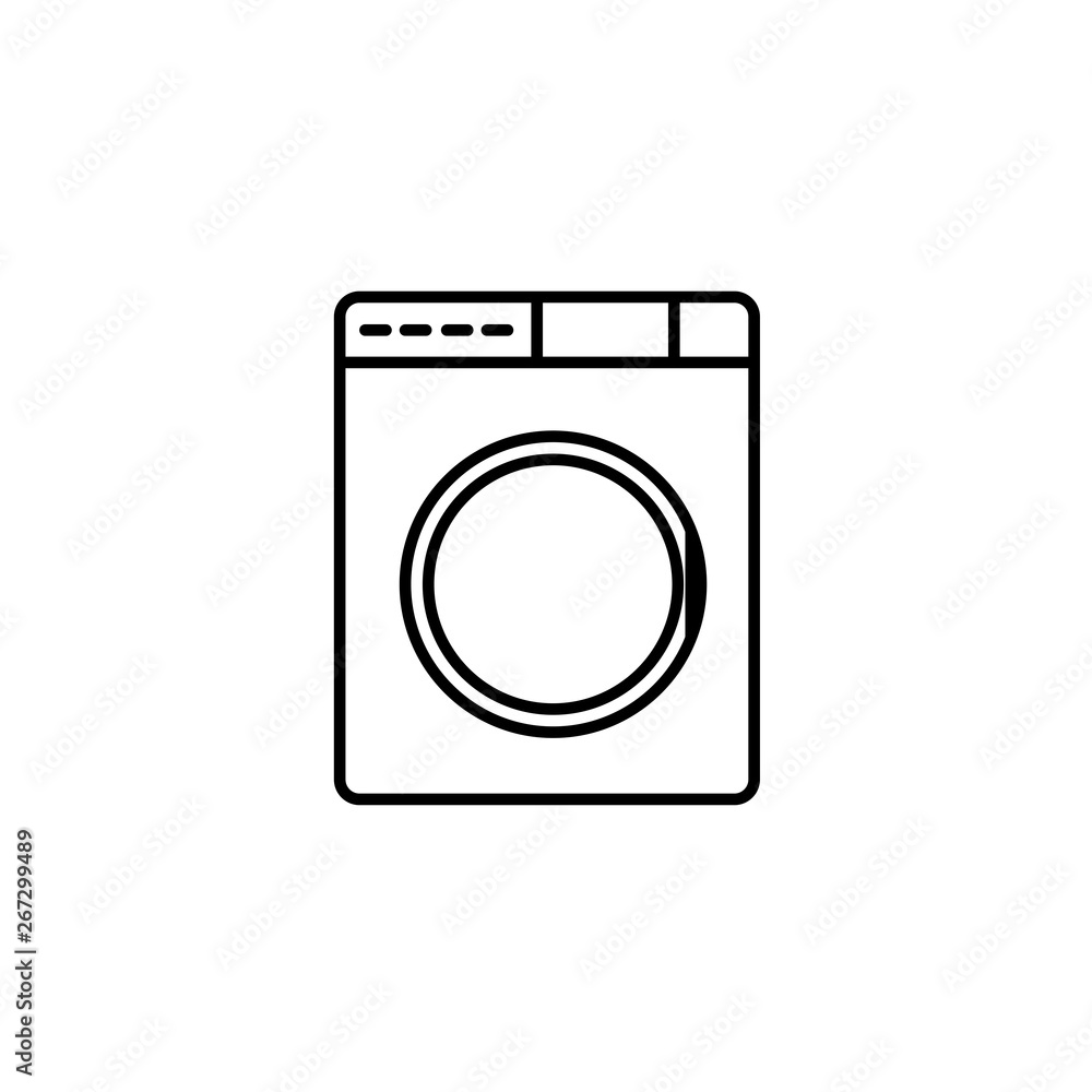 Washer icon. Appliance vector icon. Washer icon vector. Washer thin line design. Vector image. Washer icon. Appliance vector icon. Washer icon vector. Washer thin line design. Vector image.