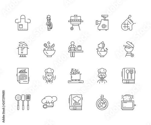 Cookery concept line icons, linear signs, vector set, outline concept illustration