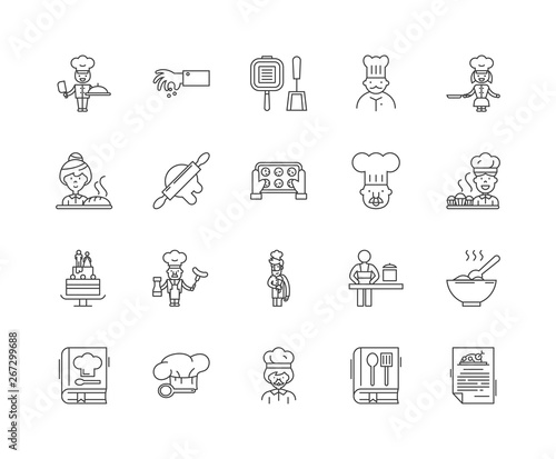 Cookery schools line icons, linear signs, vector set, outline concept illustration