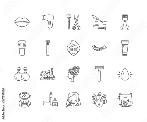 Cosmetologist line icons, linear signs, vector set, outline concept illustration