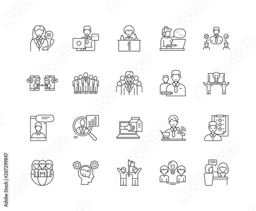 Councelling line icons, linear signs, vector set, outline concept illustration