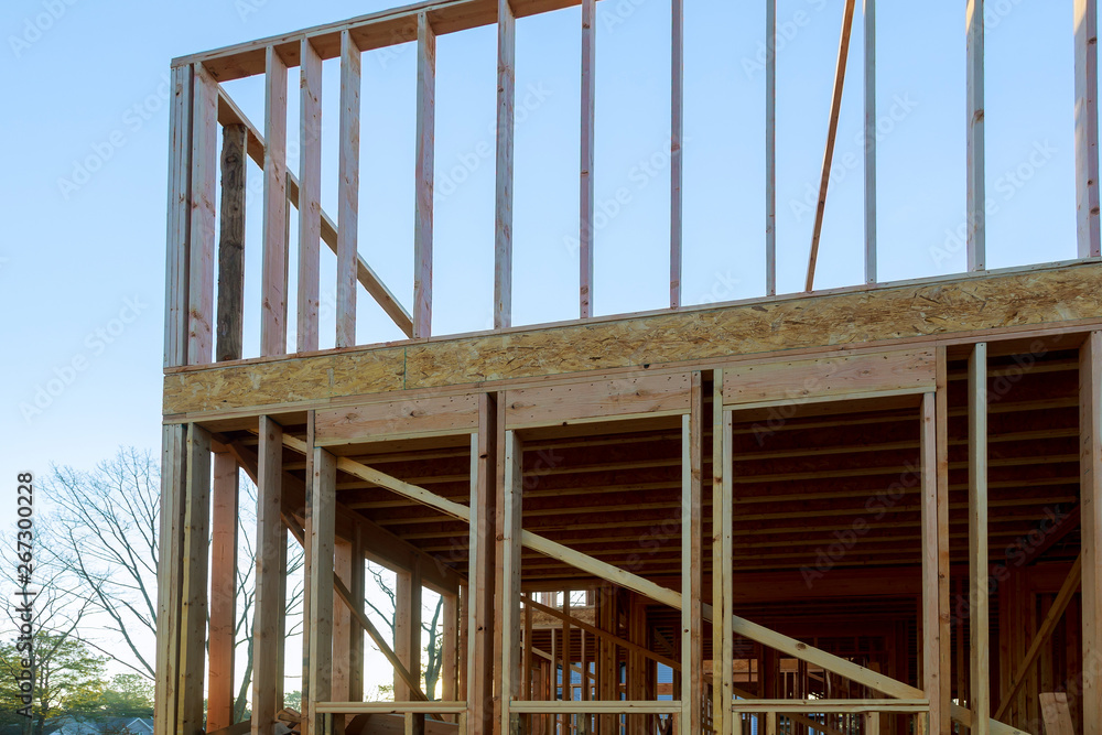 House under construction framing beam House under construction framing beam