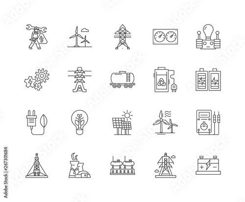 Energy industry line icons, linear signs, vector set, outline concept illustration